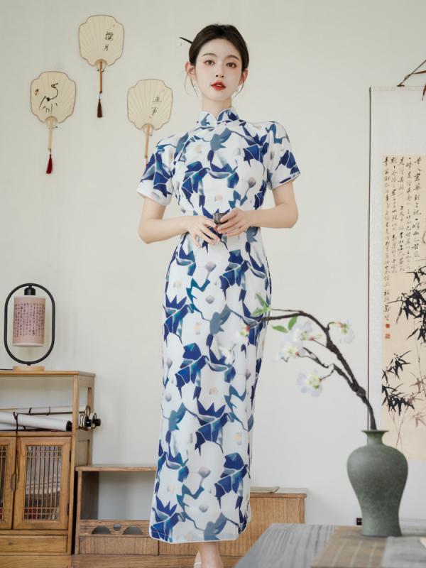 レディース コスプレ イベント 漢服 中国 スカート ロング レトロ レトロ 民族 夏 スリット チャイナドレス