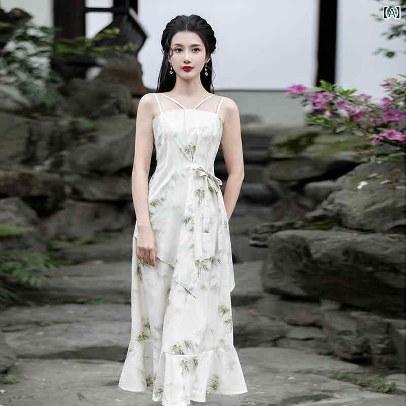 樂天商城 - レディース 婦人服 ワンピース ドレス キャミソール レトロ ウエストマーク フリル シフォン 夏 ガウン 羽織り セット