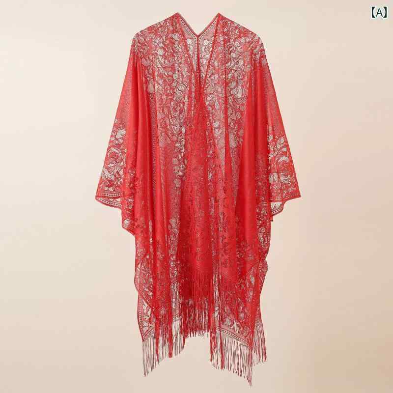 ショール ケープ マント レース 日焼け防止 エレガント エキゾチック 上品 ビーチ アウトドア ホリデー レディース