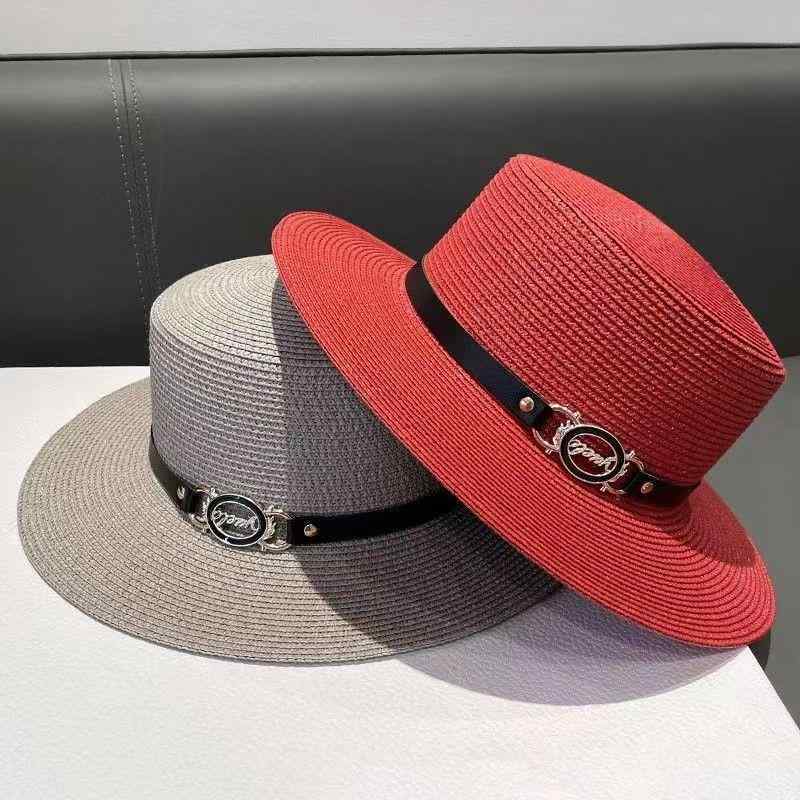 フラットトップ 麦わら帽子 レディース 春夏 旅行 日焼け防止 ユニセックス フラットキャップ つば広