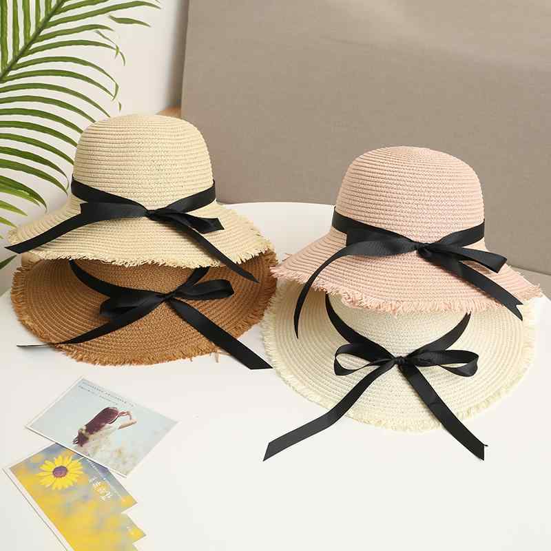 帽子 レディース サンシェード 麦わら帽子 夏 日焼け防止 つば広 韓国 海辺 休暇 ビーチ 帽子 春秋