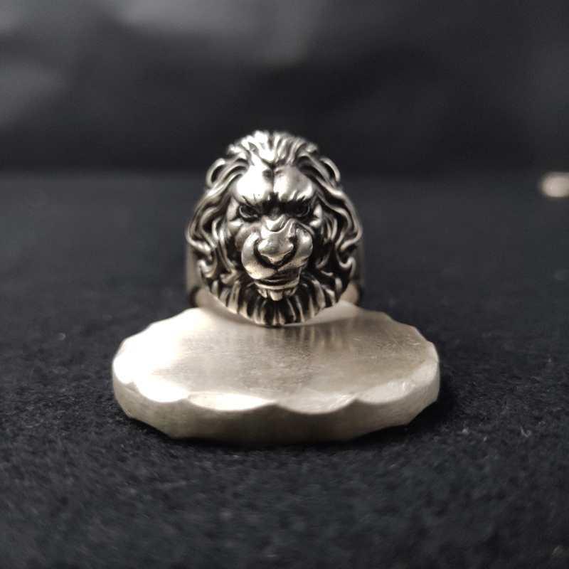 レトロ リング メンズ 指輪 アクセサリー ファッション ライオン 獅子 調整可能 クール