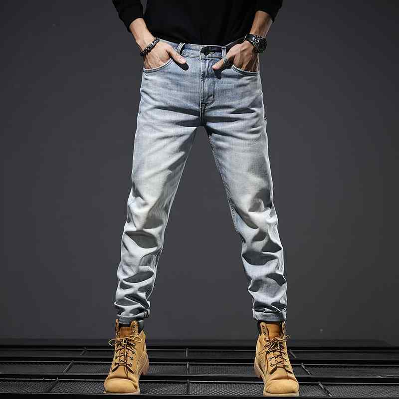 ジーンズ メンズ 夏 レトロ オートバイ スリム パンツ 韓国 デニム パンツ スリムフィット ストレートレッグ