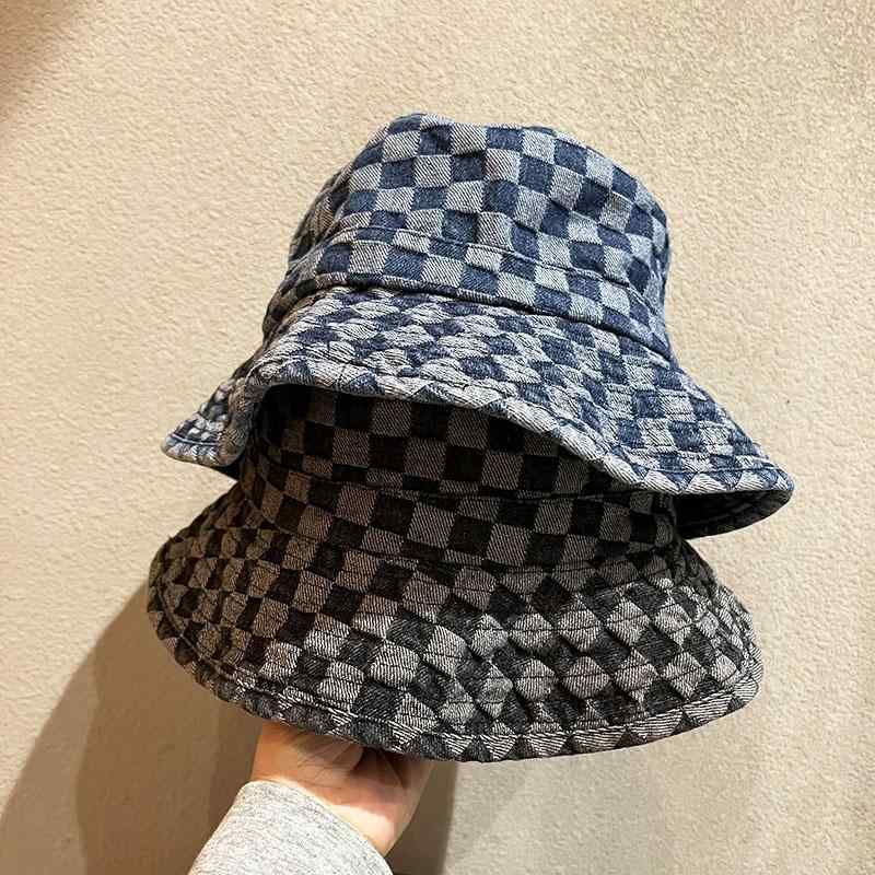 釣り 帽子 韓国 レトロ 市松 模様 洗浄 綿 フィッシャーマン ハット 夏 カップル 旅行 サンシェード 日焼け防止 バケット ハット メンズ バケハ メンズ レディース兼