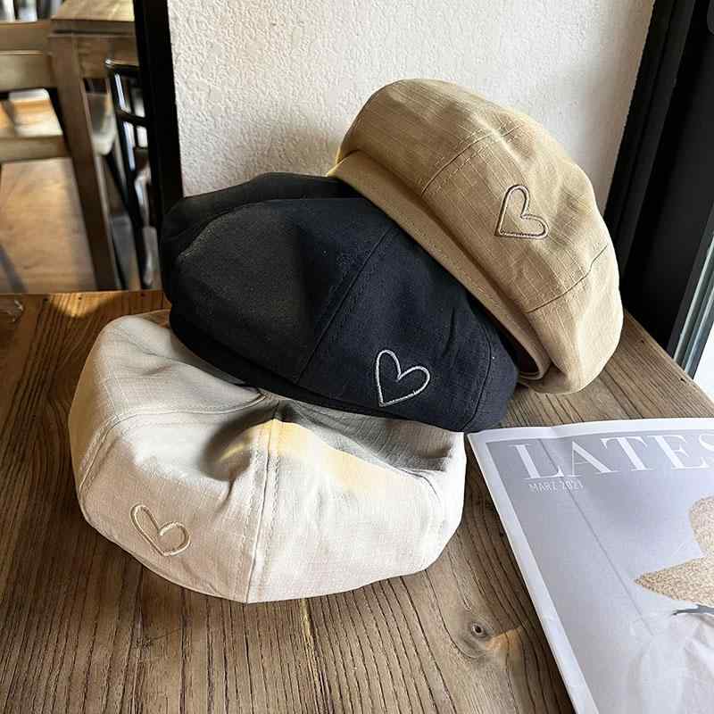 帽子 春夏 レディース 刺繍 ベレー帽 甘くて かわいい 薄手 かぼちゃ 帽子 ハート ファッション