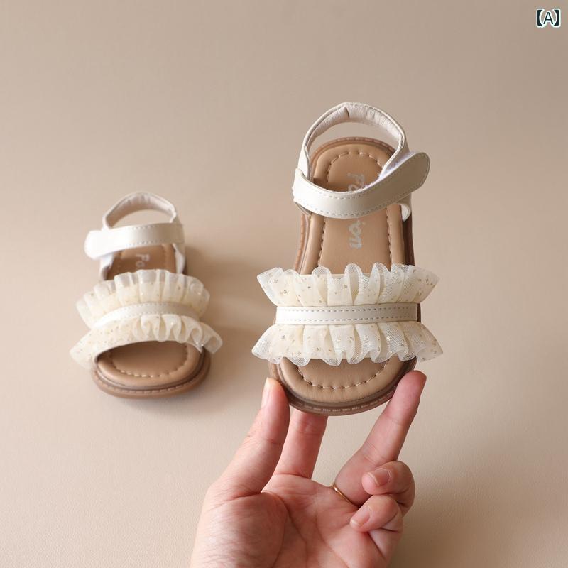 ベビー ステップ イン シューズ 靴 夏 サンダル レディース グリーン ベージュ カジュアル フリル かわ..