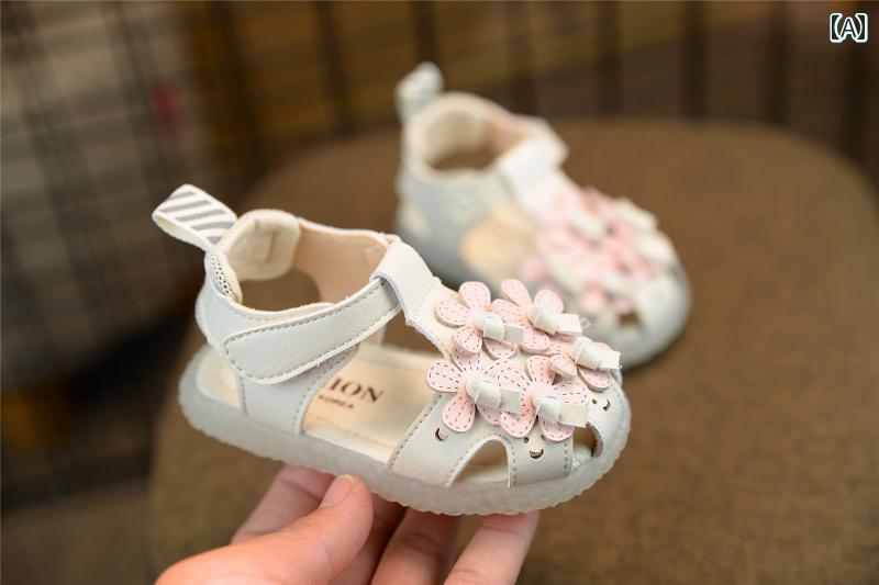 ベビー サンダル 幼児 夏季 赤ちゃん ステップ イン シューズ 靴 レディース フラワー かわいい プリン..