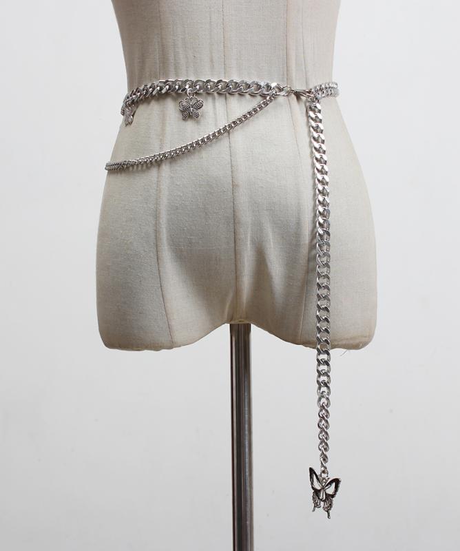 レディース チェーン ベルト 夏 金属 蝶 ウエスト 装飾 ドレス スカート 細 アクセサリー ファッション..