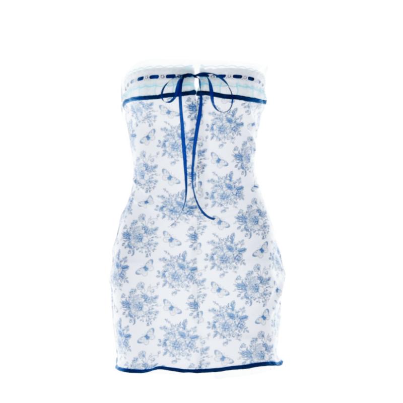 Rakuten - ファッション ドレス ワンピース スカート ショート スリム フィット 花柄 巻き レトロ 夏 レディース レディース