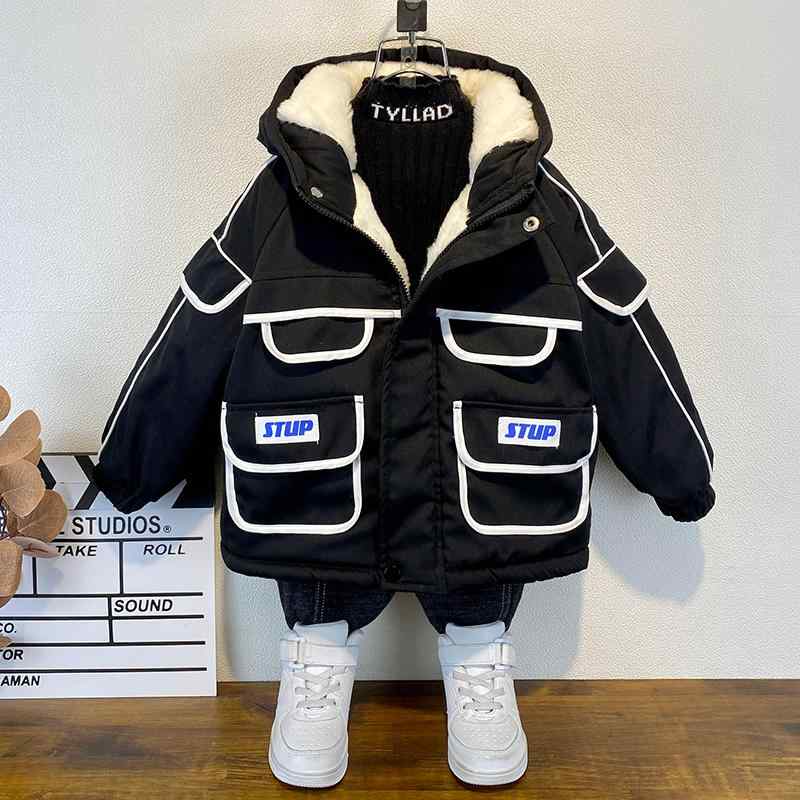 男の子 冬 綿 パッド入り ジャケット 子供 厚手 クール 起毛 子供服 フード キッズファッション 暖かい アウター おしゃれ