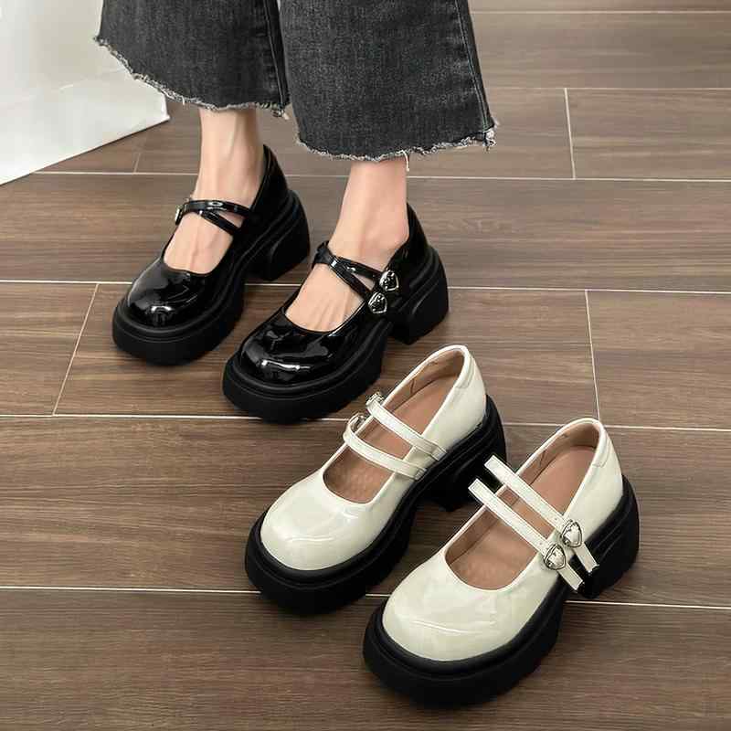 レディース シューズ ワンタッチ バックル ハイヒール 韓国 ラウンドトゥ シングル 革靴 PU 夏 オールシーズン かわいい