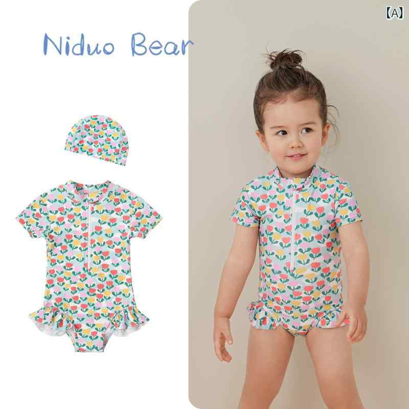 キッズ 子供 ファッション 水着 女の子 女児 ワンピース 夏 キュート かわいい フラワー 花 イチゴ ストロベリー