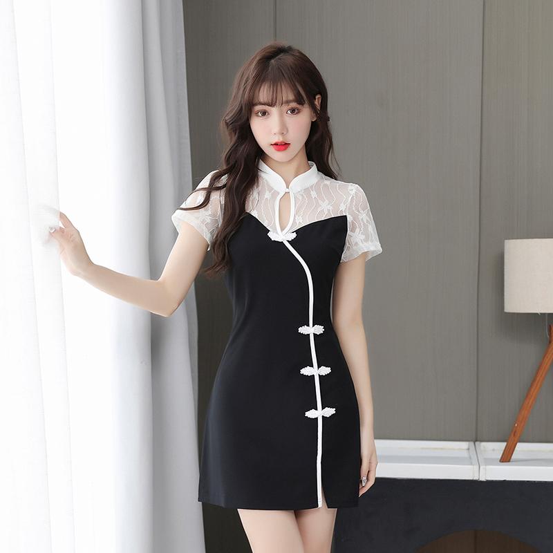 エステ 制服 夏 美容室 美容師 レディース スリム チャイナ ドレス マッサージ ユニフォーム