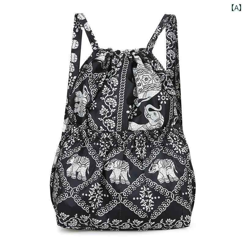 Tote Bag Type - バッグ 夏バック パック 巾着 レディース 軽量 プリント ナイロン 大容量 ショッピング おしゃれ ミディアム 防水