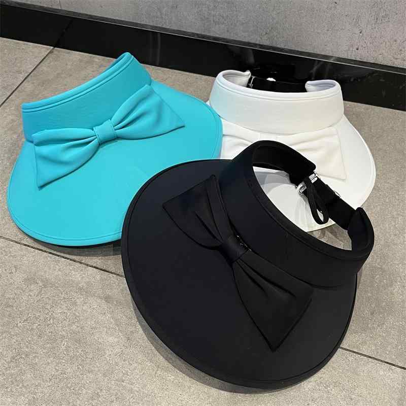 レディース 帽子 韓国 リボントップ 夏 ひんやり 涼しい 快適 通気性 ファッション つば広 サイクリング ビーチ リボン