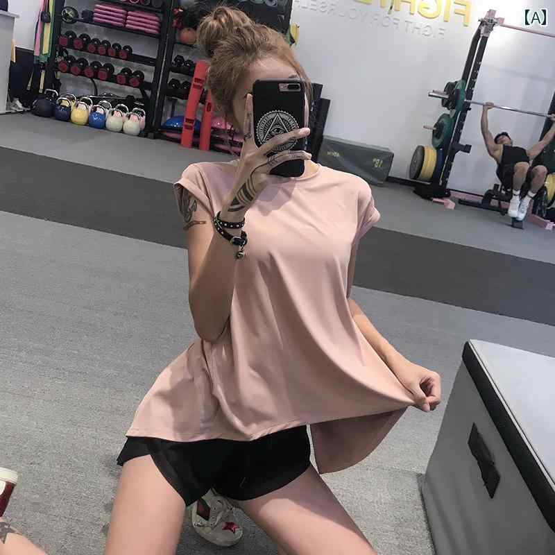 フィットネス ガール スポーツ ブラウス トレーニング Tシャツ ランニング 薄手 ヨガ 服 トップ 半袖 夏