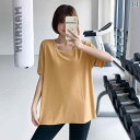 ヨガ レディースゆったり 大きめサイズ フィットネスウェア スポーツ トップス 夏 ランニング 半袖 速乾 Tシャツ