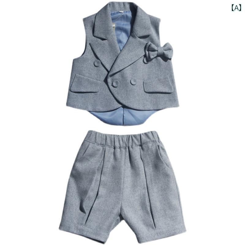 子供服 スーツ 夏服 ブリティッシ カジュアル 男の子 フォーマル シングルブレスト 礼服 セット品 演奏会 オシャレ