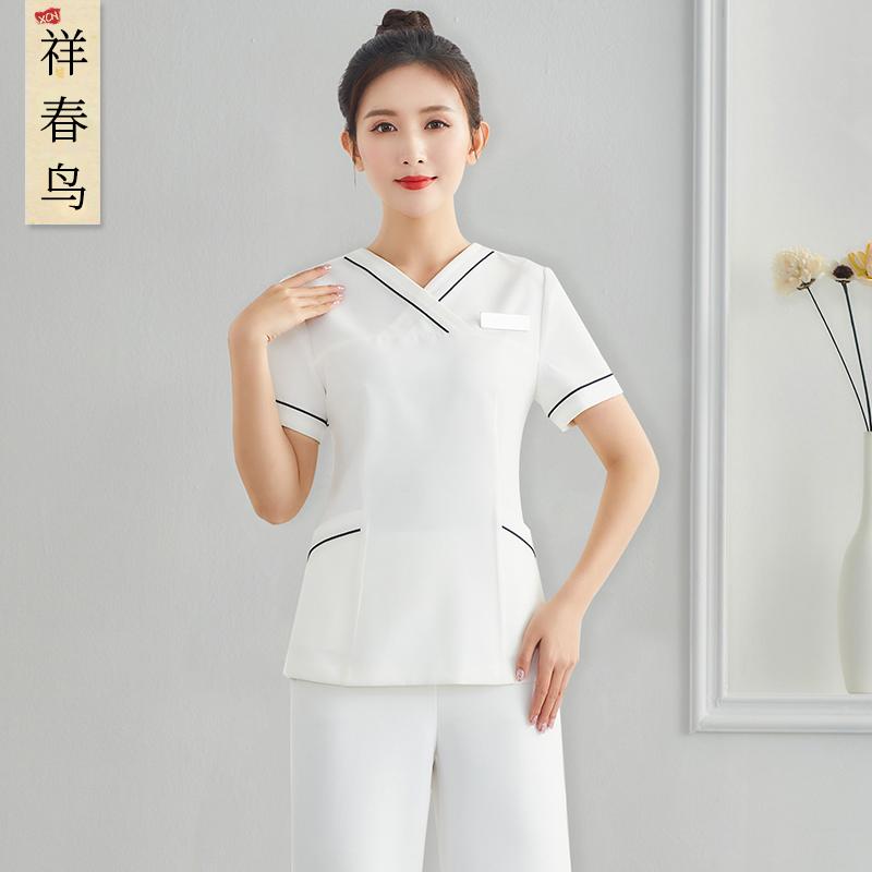 美容院 ユニフォーム 夏 ナース 美容師 エステシャン マッサージ師 按摩師 ティー 制服 スーツ 半袖