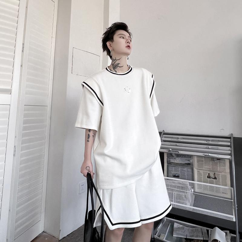 Tシャツ ショートパンツ 半袖 夏 トップス 韓国 メンズ カジュアル ファッション ズボン