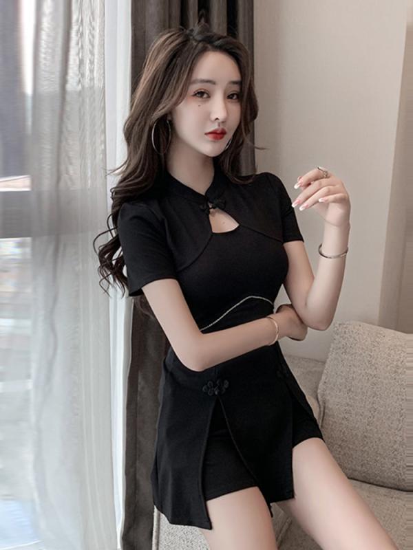 チャイナドレス ショートパンツ フットバス レディース 健康クラブ フットマッサージ ポリエステル 夏 ..