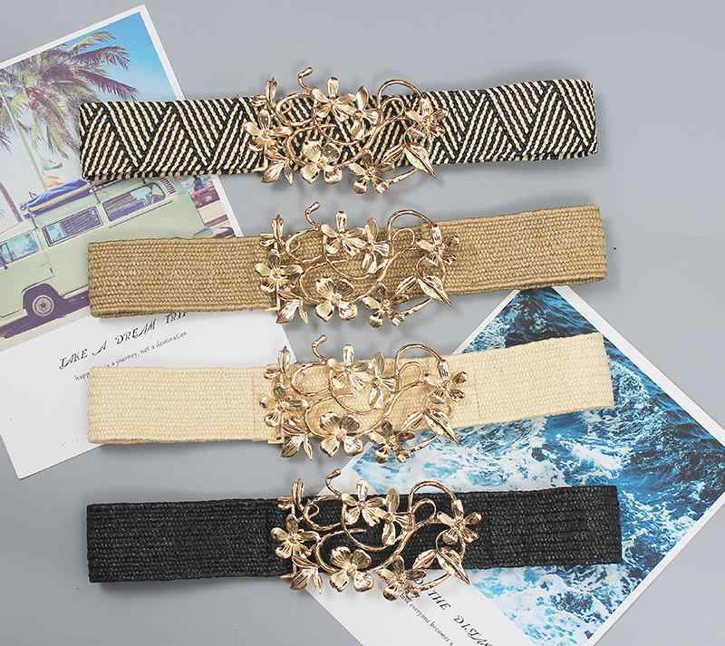 レディース 夏 花形 装飾 ストレッチ ベルト ファッション アクセサリー 装飾品