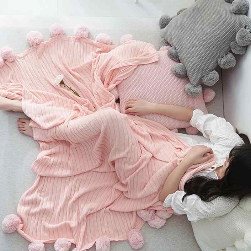 Cotton Blankets - ブランケット ニット ボール 綿 夏ブランケット 快適ブランケット 北欧 ソファブランケット 綿 おしゃれ