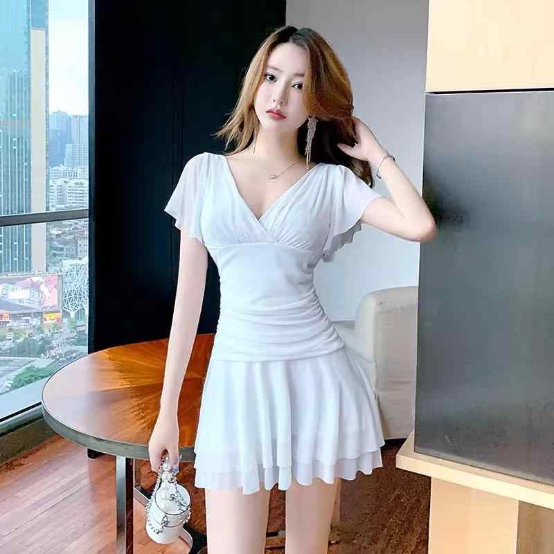 キャバドレス vネック フェイフェイスリーブ Aラインスカート 夏 ショート丈 メッシュ キャバ 社交