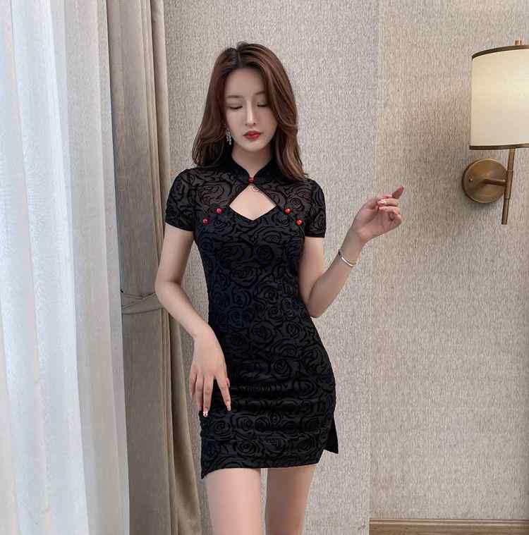 夜間 作業着 足湯技師 作業着 スリム 魅惑 レース レディース チャイナ ドレス 夏