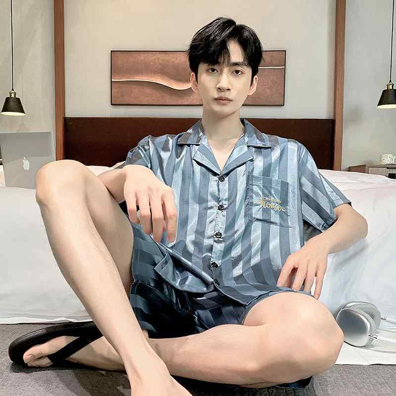 パジャマ ルームウェア メンズ 夏 夏 薄氷 半袖 ショーツ ティーンエイジャー 学生 メンズ ホーム 服