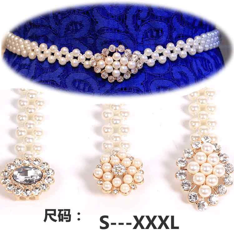 ベルト レディース おしゃれ パール ベルト レディース 薄手 スカート 夏 ストレッチ ガードル 大きいサイズ 装飾 ウエスト チェーン ドレス アクセサリー