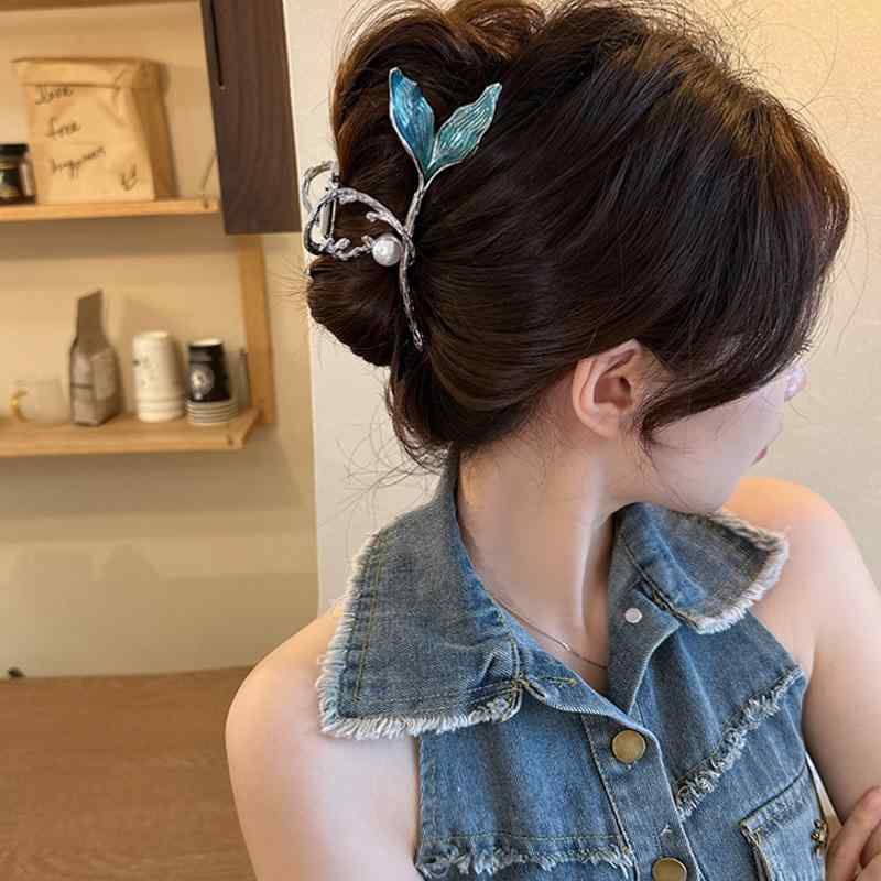 ヘアクリップ かわいい フィッシュテール パール クリップ レディース 大きめ サメ...