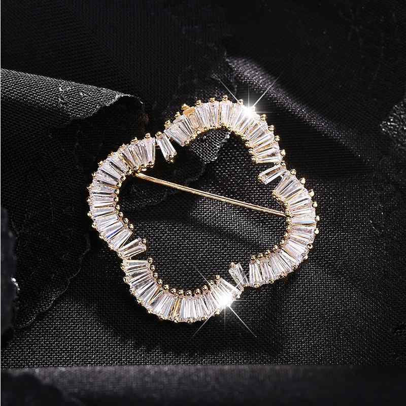 ブローチ ストーン 四つ葉 クローバー 衣装 固定 カーディガン ピン バックル 夏 Vネック ピン バックル 精巧 ジュエリー