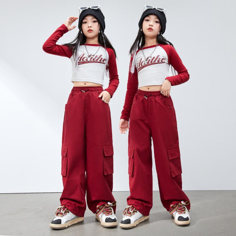 キッズウェア 子供 ジュニア 女の子 ダンス パフォーマンス 衣装 ストリート ファッション 長袖 ゆったり セットアップ おしゃれ かわいい クール ヒップホップ イベント ジャズ 練習着