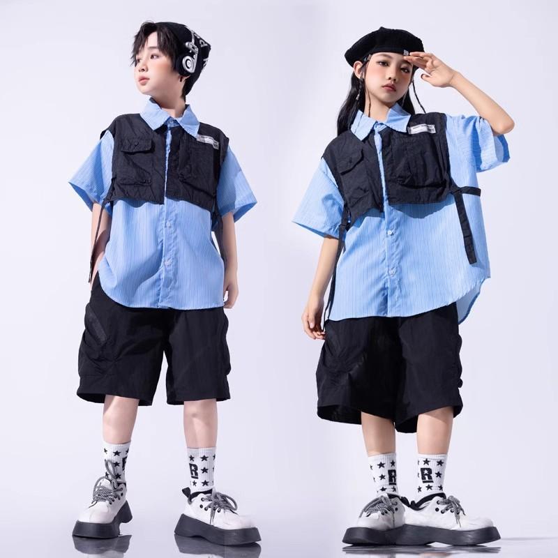 子供 キッズウェア ストリート ファッション ダンス パフォーマンス 衣装 半袖 セットアップ 夏 クール かっこいい ステージ イベント