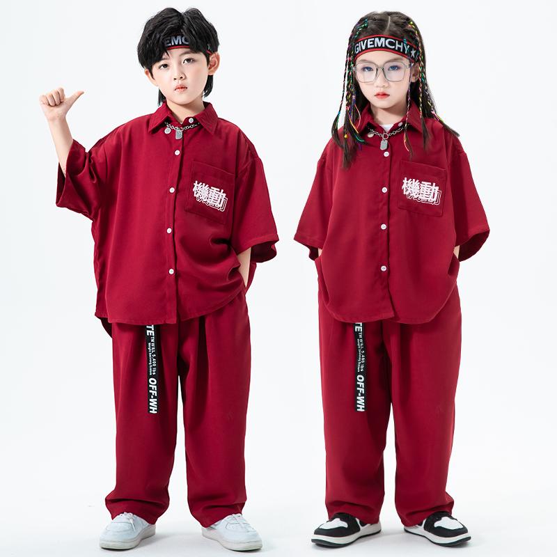ストリート ダンス 子供 キッズ服 夏 クール ヒップホップ セットアップ ジャズ ダンサー パフォーマンス 発表会 小学生 中学生 ポロ襟 シャツ 漢字