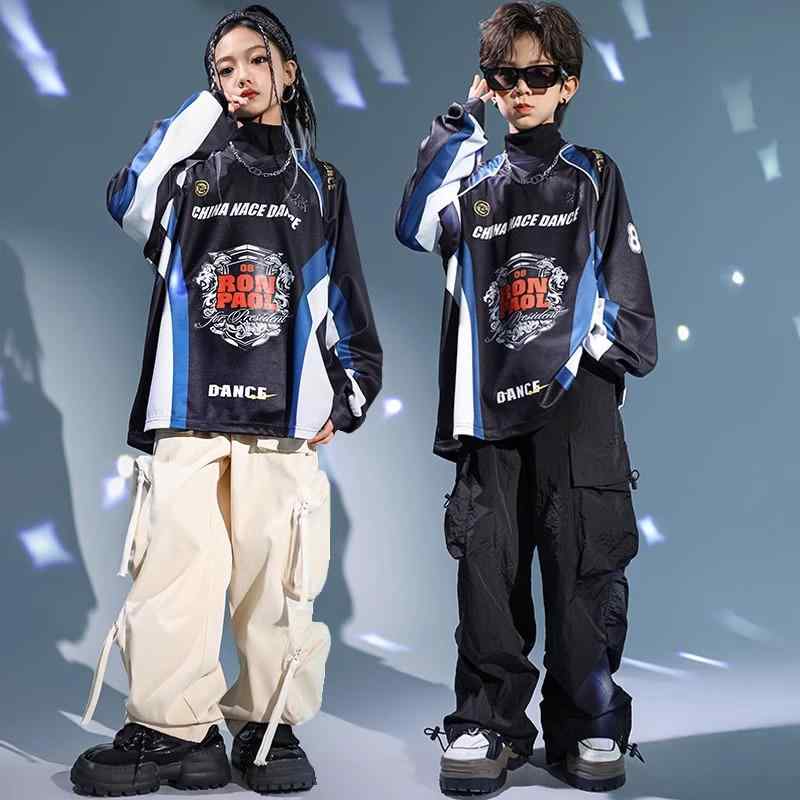 Top & Bottom Sets - 子供服 キッズ ファッション ボーイズ 女の子 トップス シャツ パンツ セットアップ ヒップホップ ストリート パフォーマン ステージ衣装 動きやい 快適 練習着