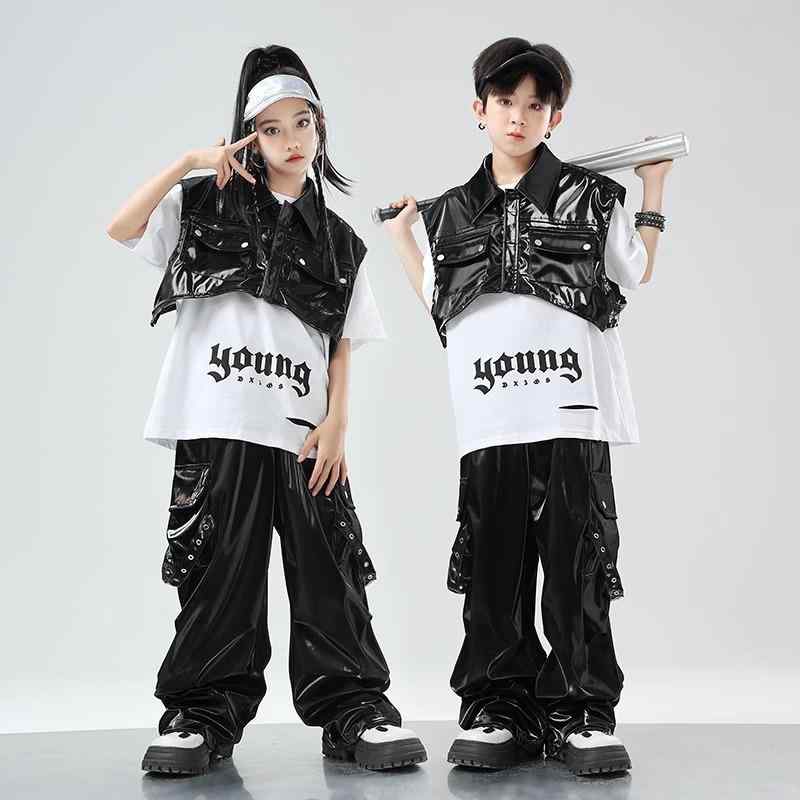 子供服 キッズ ダンス パフォーマンス 衣装 ストリート コスチューム ヒップホップ ステージ クール ベ..