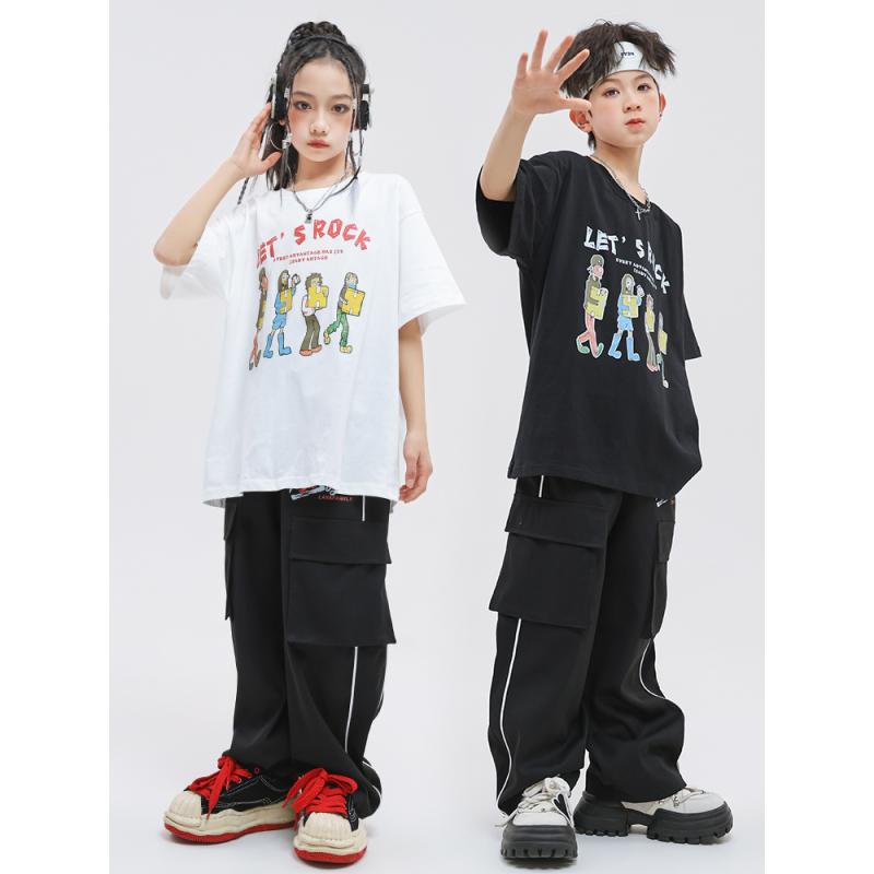 男の子 女の子 ストリート ダンス セット ベスト ヒップホップ パフォーマンス カジュアル コスチューム 子供