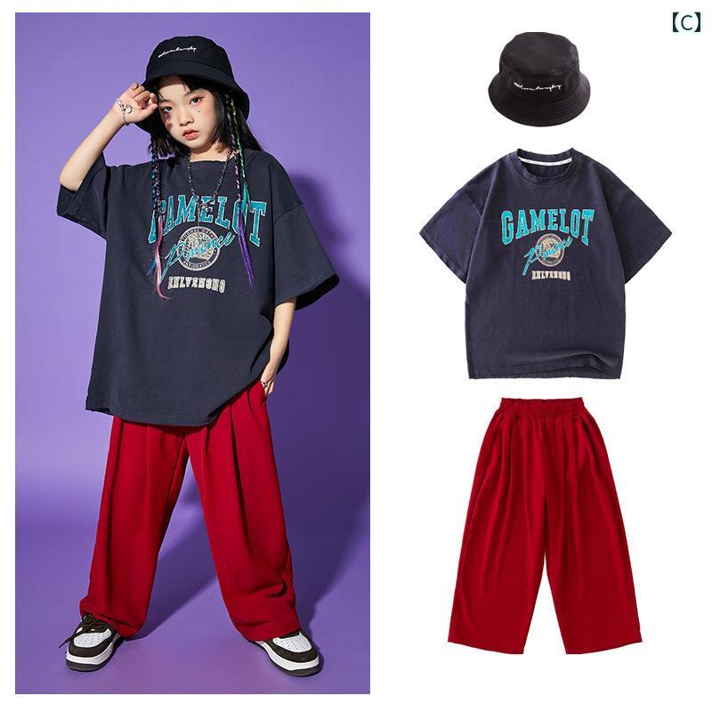 セキュアデポのヒップホップ 男の子 女の子 服 パフォーマンス セット クール ダンス Tシャツ 夏 子供 ステージ パンツ｜アングル3