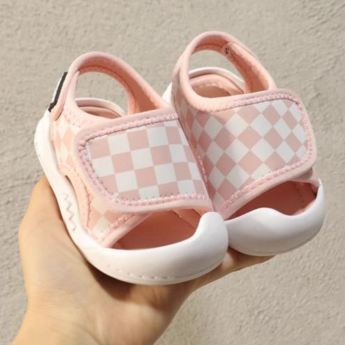サンダル ベビー 男の子 女の子 夏 チェック 滑りにくい ビーチシューズ アンチキック 軽量 スーパーファイバーレザー かわいい レジャー