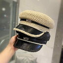 レディース 帽子 韓国 パール おしゃれ 英国風ファッション フラット ヴィンテージ風 かわいい キュート トレンド ブラック 黒 ベージュ