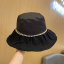 レディース 帽子 春夏 韓国 日除け アウトドア パールアクセント シンプル かわいい 旅行 紫外線対策 ブラック ホワイト ベージュ
