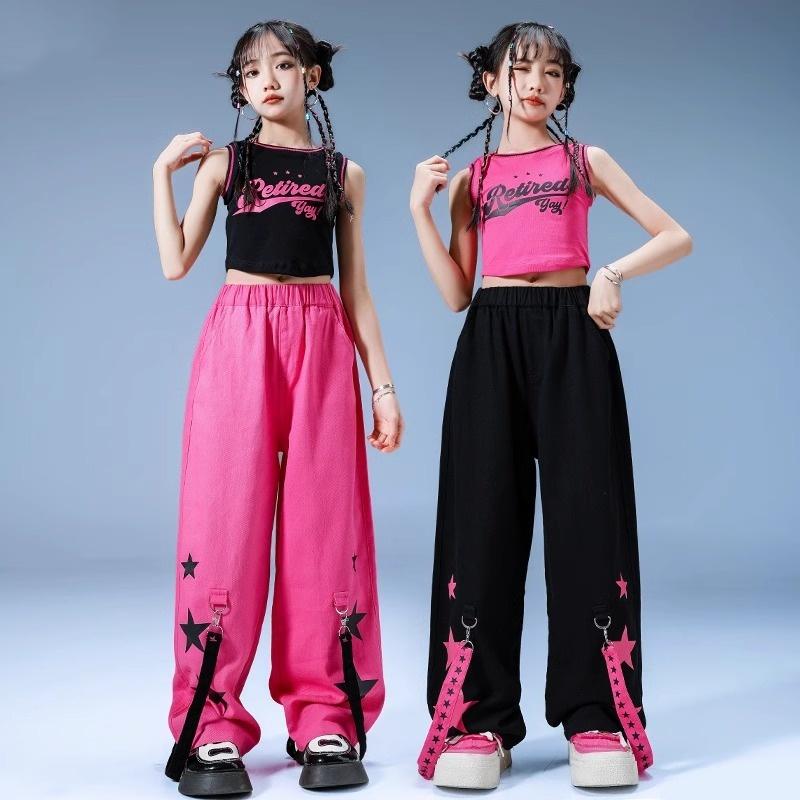Other - 子供服 女の子 キッズウェア ダンス パフォーマンス 衣装 ノースリーブ セットアップ ストリート ファッション かわいい かっこいい クール おしゃれ モダン ブラックベース