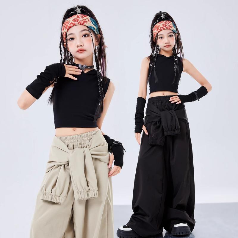 女の子 ジャズダンス ヒップホップ クール 子供 フード パフォーマンス セット ワークウェア ステージ ファッション アーバン スポーティー モダン