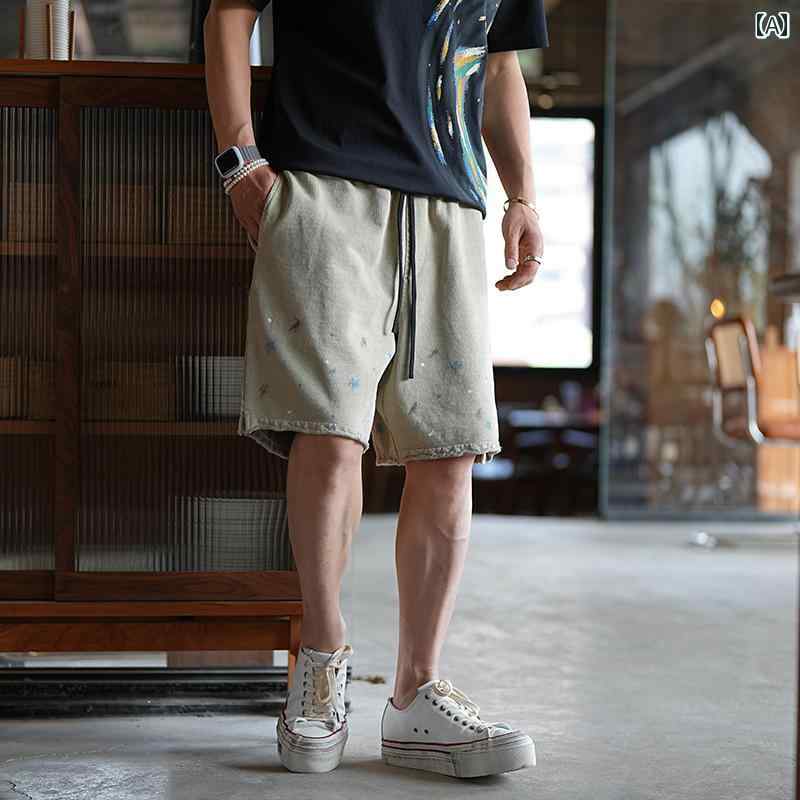 ハーフパンツ メンズ 半ズボン レジャー ビーチ アウトドア パンツ ショートパンツ 夏 カジュアル インクスプラッシュ ニット