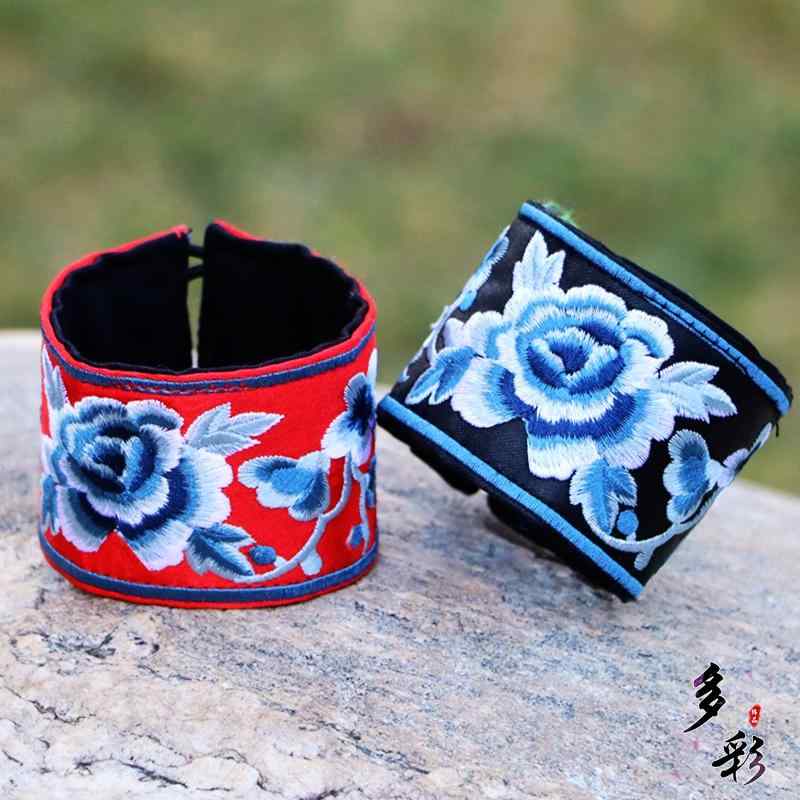 ブレスレット アクセサリー おしゃれ ファッション レトロ エスニック 刺繍 フラワー レディース パフォーマンス カジュアル プレゼント アジアン