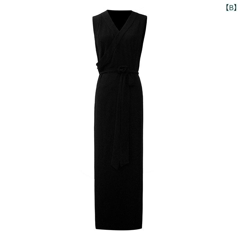 ワンピース ドレス シャツ トップス インナーウェア ノースリーブ 風 ロングスカート 夏 チャイナ風 レトロ 漢服 おしゃれ シンプル レディース