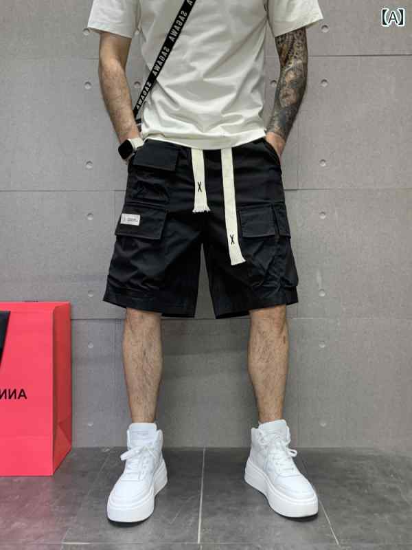 工裝短褲 - カーゴ ショート パンツ メンズ 夏 マルチ ポケット 速乾 5分丈 通気性 ストレート ズボン メンズ カジュアル