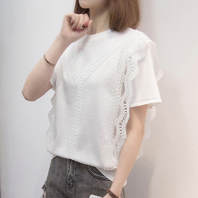 レディース ファッション ひんやり 涼しい 快適 ニット 半袖 Tシャツ 夏 スリムボディ トップス 豪華感 若返り 大きめサイズ ラウンドネック ゆったり 無地 ステッチ おしゃれ